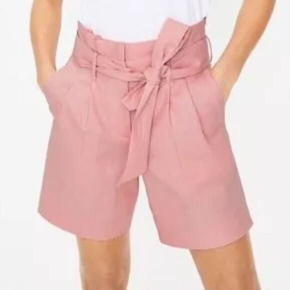 Boden St. Ives Pink Linen Blend Paper bag Tie Waist Shorts Size 6 - Picture 1 of 12